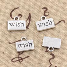 15pcs Charms Plates Wish 13x11mm Antique Making Pendant fit,Vintage Tibetan Silver color,DIY Handmade Jewelry 2024 - buy cheap
