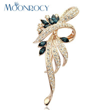 MOONROCY Crystal Brooch Jewelry wholesale Rose Gold Color Plant Austrian Crystal Brooches for women Gift Dropshipping 2024 - buy cheap
