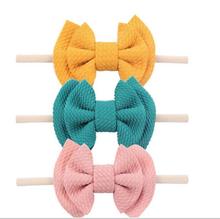 36pc/lot 2019 New 3.5" Cotton Fabric Bow Headbands Girls Hair Bow with Skinny Nylon Headband,School Girl Knotbow Nylon Headbands 2024 - buy cheap