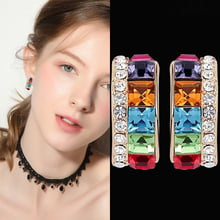 Classic Geometric Crystal Stud Earrings For Women Trendy Square Rhinestone Earring Fashion Brand Luxury Party Jewelry Brincos 2024 - buy cheap