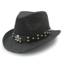 Sombrero de paja para hombre, Sombrero de Cowboy del oeste con ala enrolladas, Sombrero de verano, Sombrero de vaca con cinturón de moda 2024 - compra barato