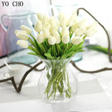 YO CHO DIY, 1 unidad, Mini tulipán de PU, flor de seda Artificial de tacto Real para boda, flores artificiales para decoración de fiesta en casa, flores falsas 2024 - compra barato