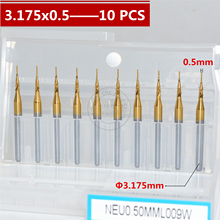 10 peças-3.175mm * 0.5mm, broca cnc pcb frete grátis, fresa de extremidade de placa micro pcb, ferramenta cnc de aço de tungstênio revestido de estanho, remoção de chip suave 2024 - compre barato