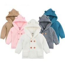 Knitting Cardigan Toddler Baby Boys Girls Solid Color Ears Hooded Knitted Tops Warm Coat Clothes Long Sleeve Baby Fashion Jacket 2024 - buy cheap