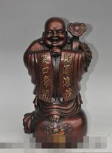 Free shipping S00239    13"Chinese Bronze Stand RuYi Fu Moneybag Happy Laugh Maitreya Buddha Statue 2024 - buy cheap