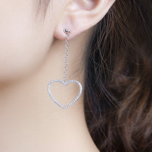 Fashion Heart Dangle Earrings Solid Sterling Silver 925  pave diamond Earrings for women Girl gift Fine Jewelry Wholesale 2024 - buy cheap