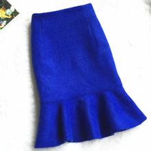 plus size 2XL Ruffles Autumn Mermaid Skirt Tutu Woolen high waist package Hip Fashion trumpet skirt 2024 - buy cheap