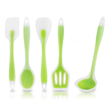 Juego de utensilios de cocina resistentes al calor, cuchara giratoria, espátula, cucharón para sopa, Color verde, 5 unids/set por juego 2024 - compra barato