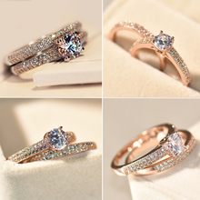 Брендовое женское кольцо с цирконием, Женское кольцо с белым/розовым золотом 2024 - купить недорого