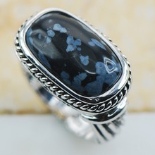 Snowflake Obsidian 925 Sterling Silver Top Quality Fancy Jewelry wedding  Ring Size 6 7 8 9 10 11 F1198 2024 - buy cheap