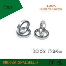 Free shipping 5Pcs 6803-2RS 6803RS 6803 rs 17*26*5mm Deep Groove Ball Bearings 17 x 26 x 5mm for bicycle part 2024 - buy cheap