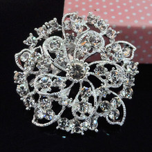 Flower Brooch With Diamante Crystals Silver Pin Brooch For Wedding Bridal Bouquet Accessories Party Decoration Pins 2024 - buy cheap