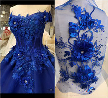 Vestido de novia de Parche De Encaje 3D hecho a mano, tocado de novia artesanal, cuello de encaje, accesorios de lentejuelas de tela 2024 - compra barato