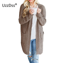 UZZDSS Long Sweater Cardigan  Pockets Women Autumn 2021 Long Sleeve Knitted Top Plus Size Casual Coat Winter Ladies Coat 2024 - buy cheap