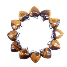 Wholesale Stone Pendants Natural Yellow Tiger Eye Stone Hearts Charm 20 mm DIY necklaces Jewelry Pendant 2024 - buy cheap