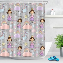 LB Princess Star Fairy Tale Girl Unicorn Clouds Rainbow Love Shower Curtain Waterproof Custom Bathroom Fabric For Bathtub Decor 2024 - buy cheap