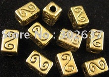 Envío Gratis 90 piezas de cuentas espaciadoras cuadradas en espiral de oro envejecido A1518G 2022 - compra barato
