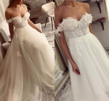 Plus Size A-line Off The Shoulder Wedding Dresses 2020 Vintage Lace Feather Country Beach Bridal Gowns wedding gown 2024 - buy cheap