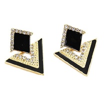 Bluelans Punk Fashion Rhinestone Triangle Oil Drop Ear Stud Earrings Geometric Jewelry 2024 - buy cheap