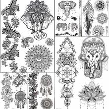 Tatuajes Temporales para mujeres y niñas, calcomanías de mariposa, Luna, encaje, brazo, tatuajes falsos, Mandala, Flora, arte corporal 2024 - compra barato