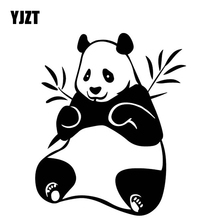 YJZT 13.3CM*16.1CM Pandas Eating Bamboo Decorate Pattern Car Sticker Bumper Vinyl Decal Black/Silver C4-2261 2024 - buy cheap