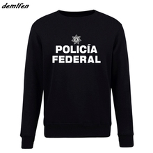 Толстовка мужская флисовая, модная кофта с круглым вырезом, с надписью «полиция Мексики», черная толстовка, пальто в стиле хип-хоп, весна-осень 2024 - купить недорого