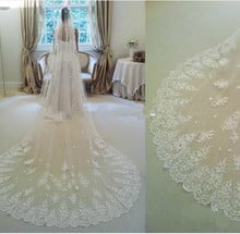 Tulle Lace Appliqued Wedding Veils Cathedral Length 3 Meter Bridal Veil with Comb Wedding Accessories Custom Made 2024 - buy cheap