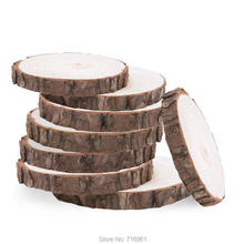 Disco Natural de árbol sin terminar, círculos de rodajas de madera redonda con discos de tronco de corteza de árbol para manualidades DIY, decoración para fiesta de boda 2024 - compra barato