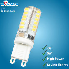 Светодиодная лампа G9 smd3014 высокой мощности, 5 Вт, лампа-светильник куруза, 360 градусов, 64 светодиода, 110 В переменного тока, 220 В, 240 в, теплый/холодный белый свет, бесплатная доставка 2024 - купить недорого