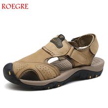 Men Big Size Sandals male Summer Genuine Leather Casual Shoes Man soft Roman Style Beach Sandals Brand Men Summer Men slippers 2024 - buy cheap