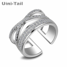 Uini-Tail hot new 925 sterling silver X micro-inset opening adjustable ring Korean fashion tide flow sweet high quality GN043 2024 - buy cheap