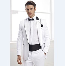 Esmoquin blanco para hombres, trajes para boda, mejor hombre (chaqueta + Pantalones + corbata + faja) b8229 2024 - compra barato