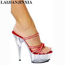 Laijianjinsia sapatos de salto alto impermeável, sexy, 15cm, plataforma super alto, boate, dança de poste, sandálias românticas 2024 - compre barato