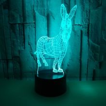 Animal Donkey 3d Nightlight Remote Touch switch Control 3d Led Desk Lamp  Children's room decoration 3D Table Lamps 2024 - buy cheap