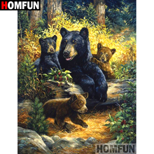 HOMFUN-pintura de diamante 5D DIY "familia de osos", bordado de diamantes de imitación cuadrados o redondos, regalo de punto de Cruz, decoración del hogar, A08469 2024 - compra barato