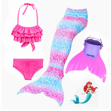 New 4PCS/Set 5 Colors Swimming Mermaid Tail with Monofin Flipper Bikini Girls Kids Swimmable Mermaid Tail Costome Cosplay 2024 - buy cheap