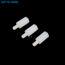 50PCS M3*10+6MM Hex head nylon Spacing Screw Threaded Pillar PCB STANDOFF SPACER M3 10+6MM Hexagonal Stud Spacer 10+6 10MM 2024 - buy cheap