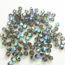 hot 200pcs gray AB bicone crystal glass jewelry loose Spacer 4mm beads Wholesale 2024 - buy cheap