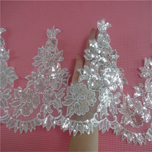 Encaje blanco de lentejuelas de alta calidad, accesorios DIY, acabado de encaje para vestido de boda de 16cm, 3 metros, LW0276 2024 - compra barato