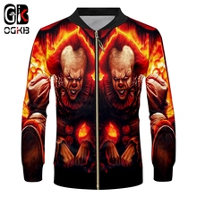 OGKB Anime Zipper Jackets Spring Fall Men's Cool Print Flame Joker 3D Jacket Casual Coats Man Hihpop Quick Dry Polyester Tops 2024 - buy cheap