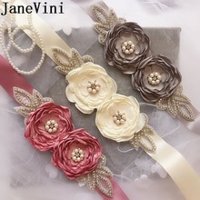 JaneVini Elegant Beaded Flowers Dresses Wedding Belts Sashes Pearls Crystal Bridal Belt Flower Ribbon Sash For Party Prom Gown 2024 - buy cheap