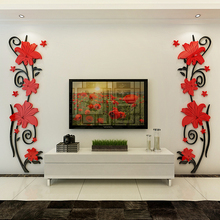 Adesivo de parede 3d em acrílico flor de videira, adesivo decorativo de parede para sala de estar, quarto, arte diy criativa 2024 - compre barato