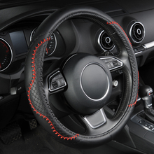AUTOYOUTH-cubierta de cuero PU para volante, empalme de línea ondulada negra, patrón de punto X, compatible con 38cm/15 pulgadas para BMW, Audi, Ford, Kia 2024 - compra barato