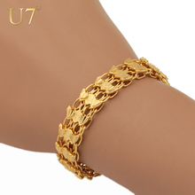 Новый уникальный дизайн, браслет в форме сердца, качественные модные ювелирные изделия золотого цвета, цепочка в форме сердца и звеньевые браслеты для женщин U7 H461 2024 - купить недорого