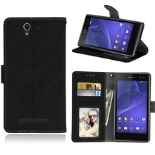 Funda de cuero con tapa para Sony Xperia C3 D2533, carcasa vintage a la moda, BILLETERA, coque para Sony Xperia C3, con tarjetero 2024 - compra barato