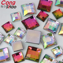 Cong Shao 10/14mm Square Shape AB Color Acrylic Rhinestone Applique Stones And Crystals Gems Flatback DIY Wedding Dress CS18 2024 - buy cheap