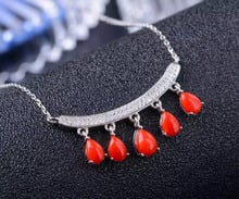 Natural precious coral Necklace natural gemstone Pendant Necklace S925 silver Fashion Elegant Smiling face water drop Jewelry 2024 - buy cheap