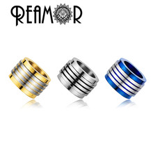 REAMOR DIY Metal Beads 6mm/8mm Blue 316l Stainless Steel Stripe Cylinder Spacer Beads For Men Bracelet Necklace Jewelry Making 2024 - buy cheap