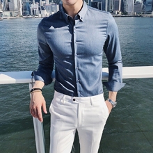 Formal Shirts For Mens Luxury Clothes Mens White Man Shirts High Quality Black Long Sleeve Casual Homem Business Blouse Slim Fit 2024 - buy cheap