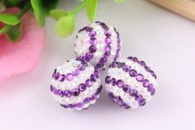 Kwoi vita 20mm 100pcs/lot dark purple/white ab color Chunky Resin Rhinestone Beads Ball for Kids  Jewelry Making 2024 - buy cheap